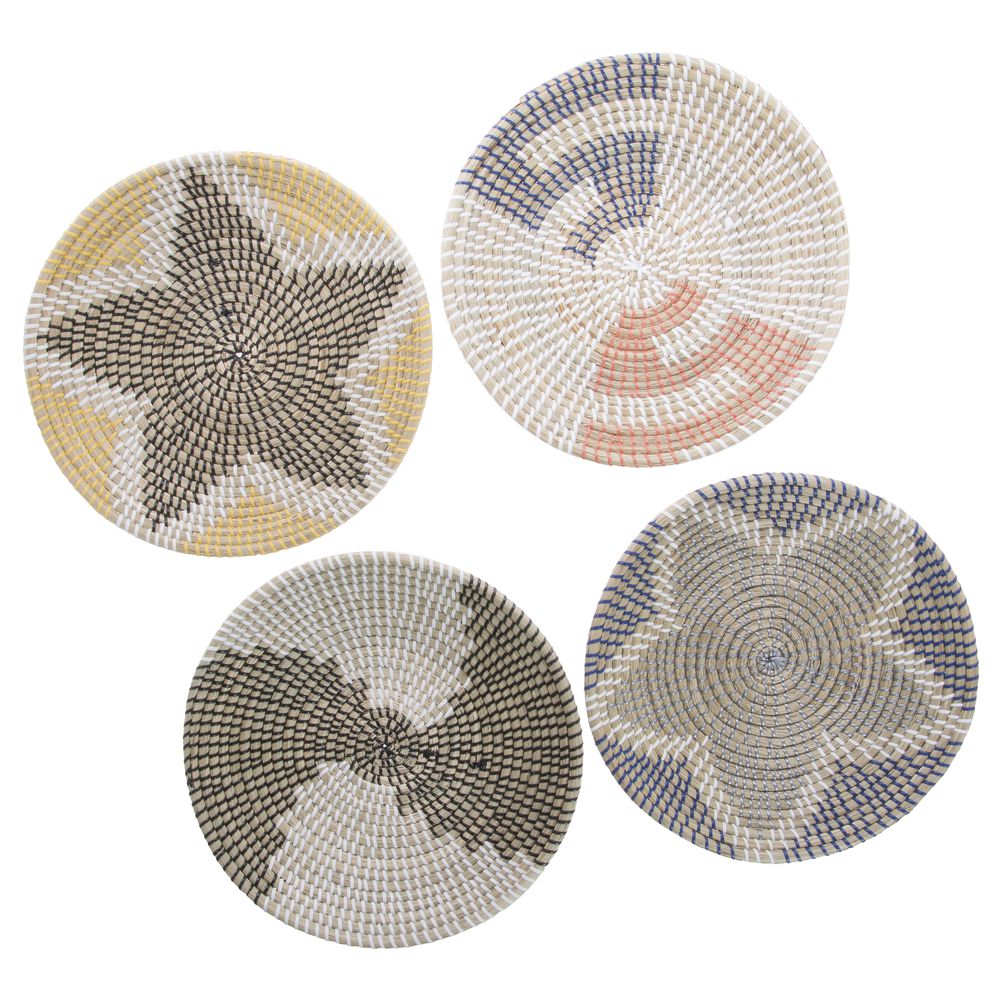 Set 4 Seagrass Woven Flat Wall Dishes HD334122