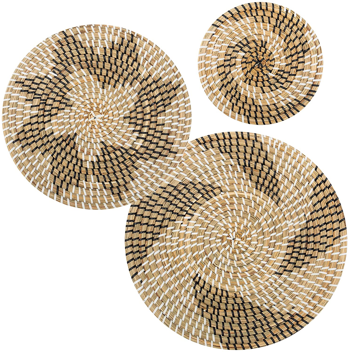 Set of 3 Rattan Hanging Wall Basket Decor HD334119