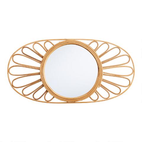 Oval Natural Rattan Mirror MR334123